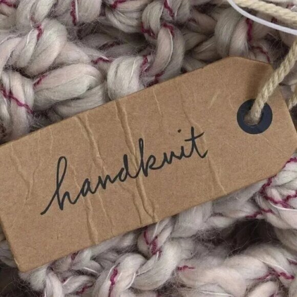 NWT American Eagle Handknit Scarf Loose Knit Pink Grey - Picture 6 of 7